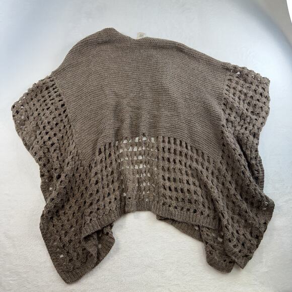 Soft Surroundings OS Sweater Cardigan Knit Shawl Wrap Poncho Boho Brown Cozy - Picture 6 of 7